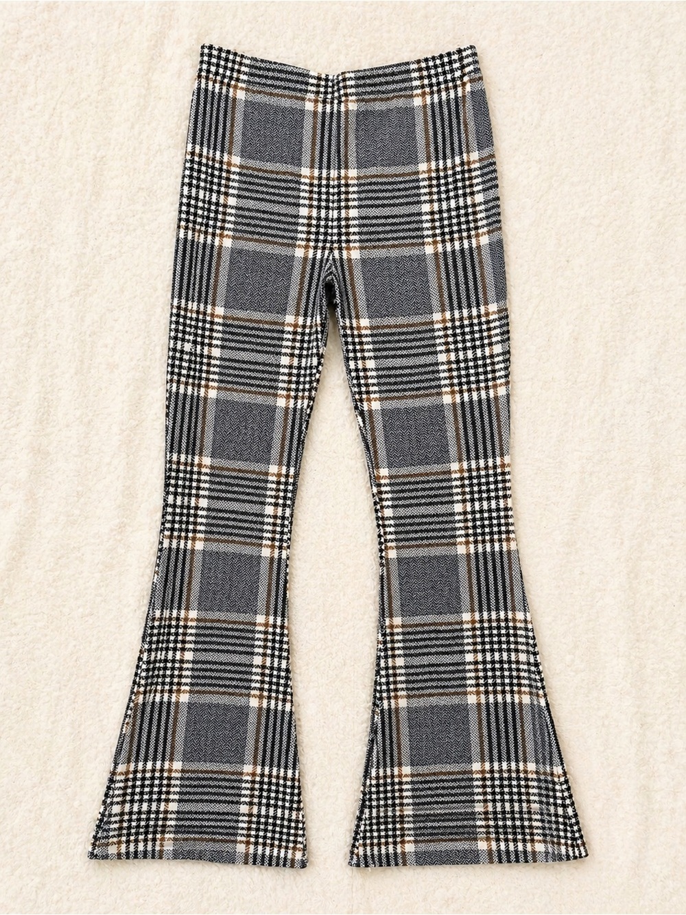 btween Plaid Flare Pants Stretch Bell Bottom Leggings Trendy Girls Size 10